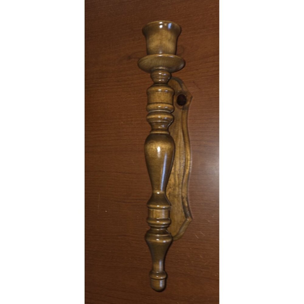 Turned Wood Wall Candle Holder 15 Inch
